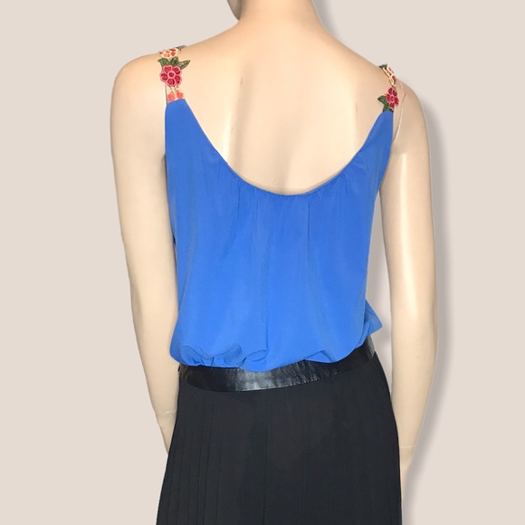 Medium Blue Embroidered Camisole Summer Blouse - Picture 4 of 8